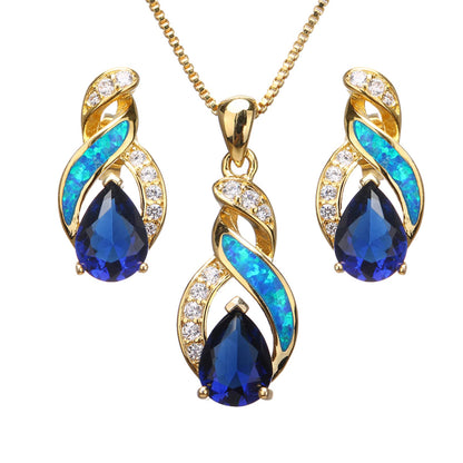 Jewelry Sets Australian Created Opal Necklace Earrings Jewelry for Mom