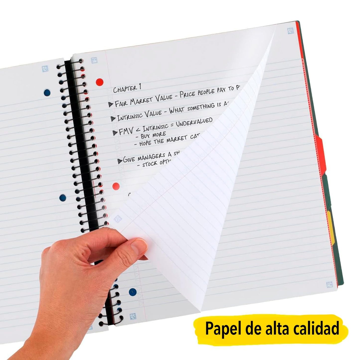 Five Star Advance Spiral Notebook + Study App, 5 Subject, College Ruled Paper, 8-1/2" x 11", 200 Sheets, Spiral Guard, Movable Tabbed Dividers, Black (73144)