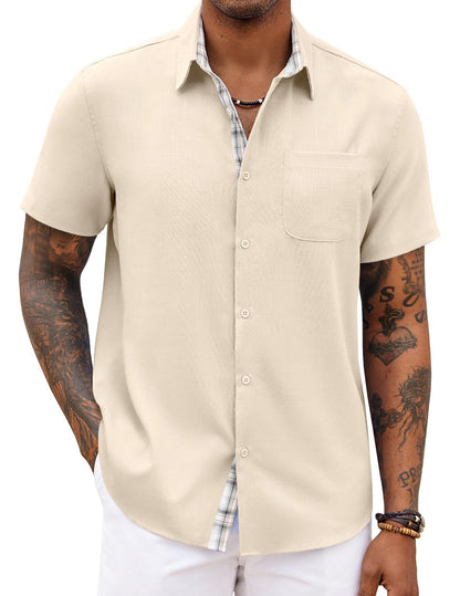 COOFANDY Men's Button Down Shirts Short Sleeve Casual Summer Beach Vacation Wedding Shirt with Pocket