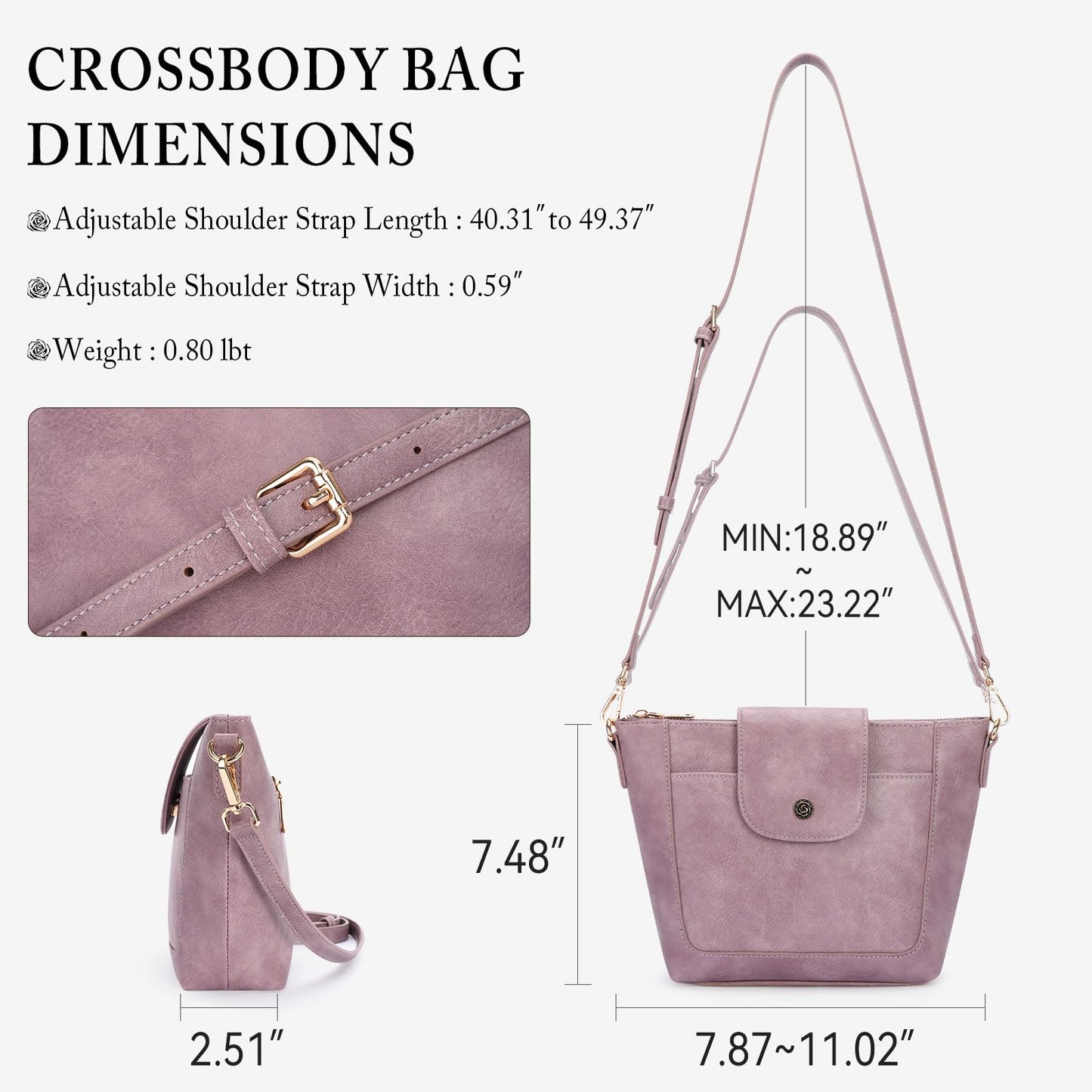 Crossbody Purses for Women Vegan Leather Small Crossbody Bags with Adjustable Strap Lightweight Travel Shoulder Bag