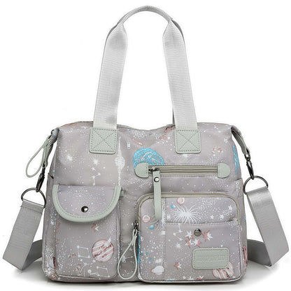 Tote Bag for Women,Multi Pockets Shoulder Handbag,Nurse Bag for Work,Large Cross body Purse,Fashion Nylon Top Handle Satchel