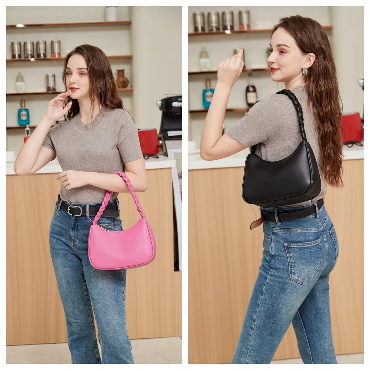 CYHTWSDJ Shoulder Bags for Women, Cute Hobo Tote Handbag Mini Clutch Purse with Zipper Closure