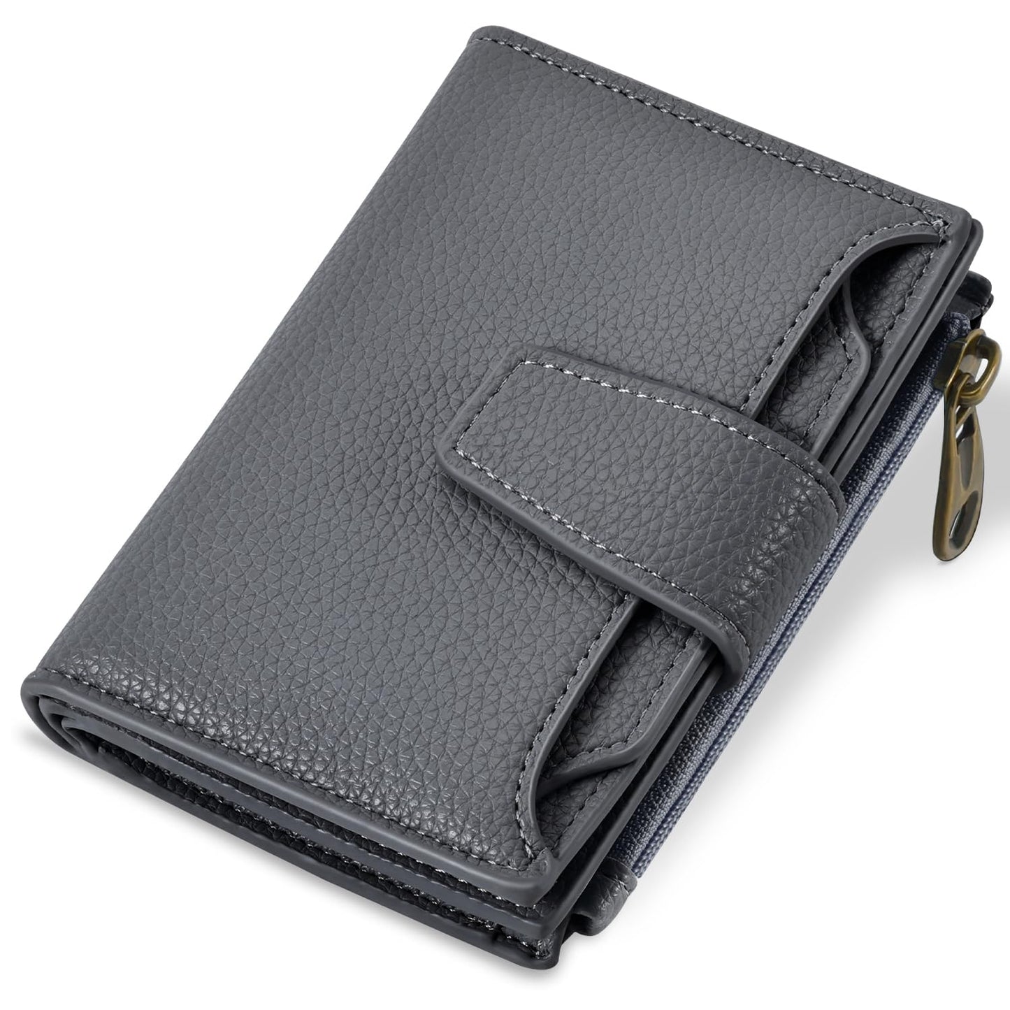 Airkit Small Wallet Women RFID Blocking Soft Leather Bifold Compact Card Holder Wallet for Women with Zipper Coin Pocket 4 ID Window