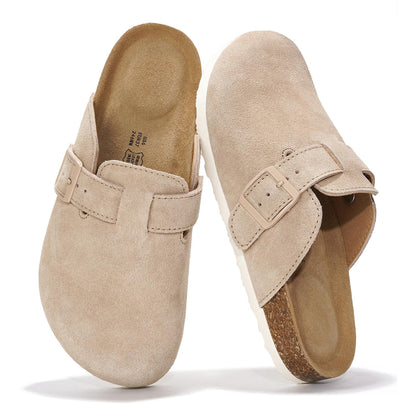 Project Cloud 100% Genuine Leather Footbed Clogs for Women - Memory Foam Arch Support Slippers for Women - Trendy Slip-ons Women's Mules & Clogs Sandals