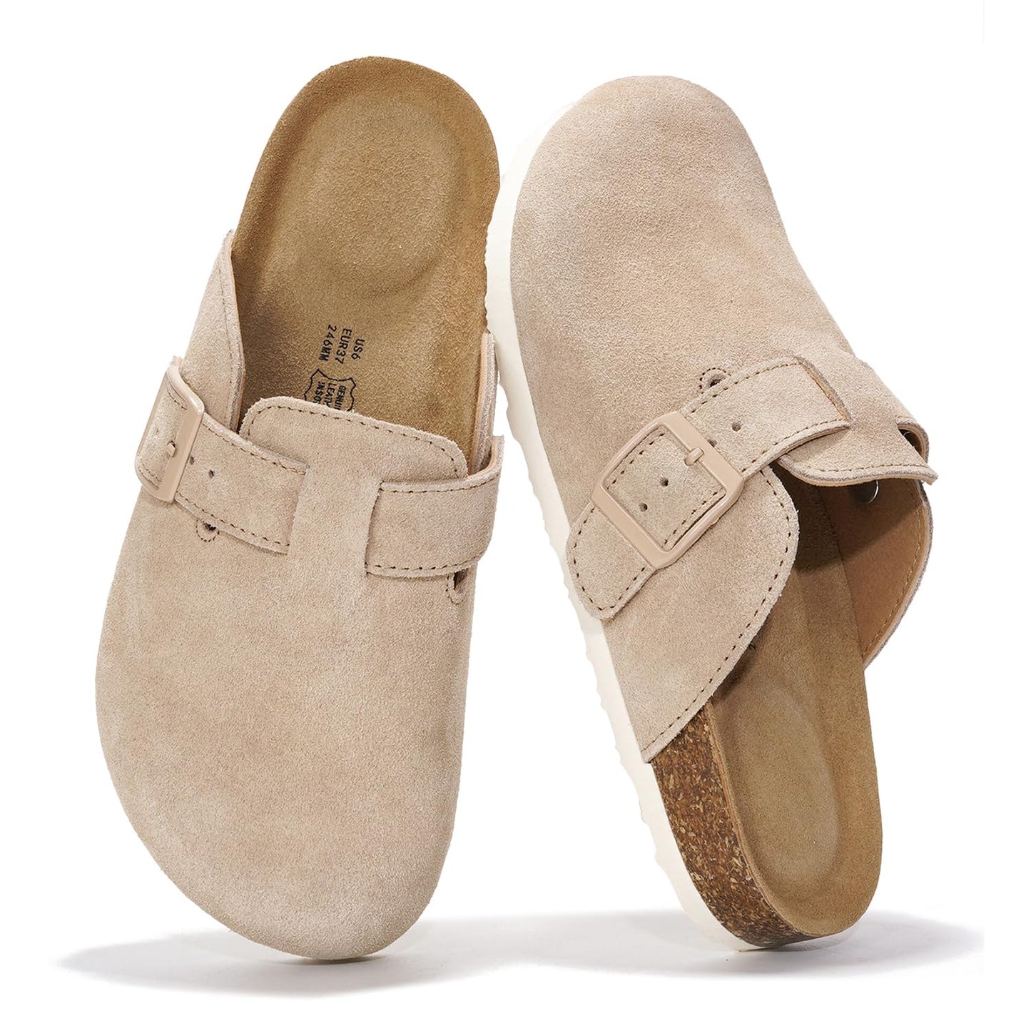 Project Cloud 100% Genuine Leather Footbed Clogs for Women - Memory Foam Arch Support Slippers for Women - Trendy Slip-ons Women's Mules & Clogs Sandals