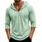 Mens Hooded 3/4 Sleeve Pullover Relaxed Fit Casual Lightweight Comfort Top