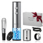CIRCLE JOY Electric Wine Opener Rechargeable 5-in-1 Stainless Steel Wine Gift Set with Foil Cutter, Wine Aerator Pourer, Wine Drip Ring & Vacuum Stopper, Ideal Gifts for Wine Lovers, Silver