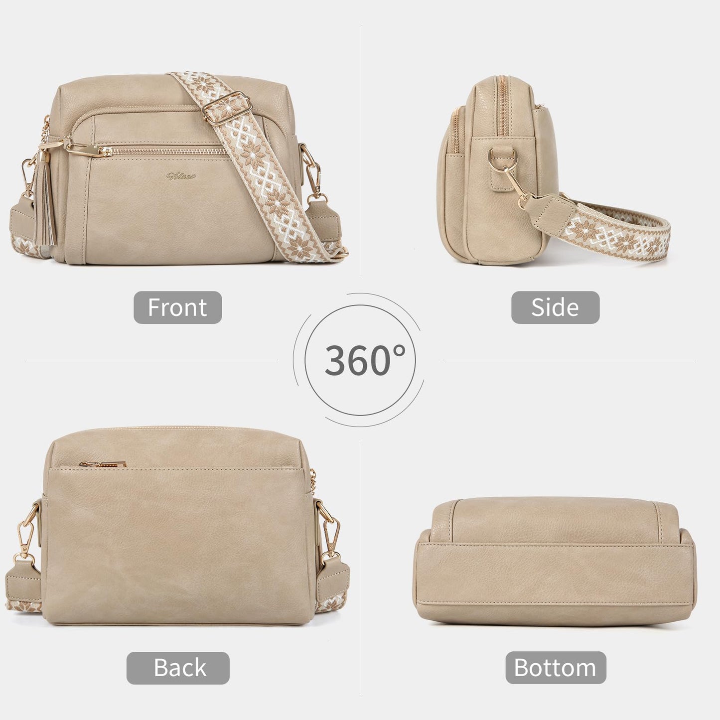 Small Leather Crossbody Bags for Women Anti theft Purses and Handbag Shoulder Hangbag with Wide Strap Tassel