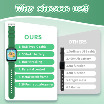 Kids Smart Watch Gift for Girls Age 5-12, 39 Games HD Touch Screen Watches with Video Camera Music Player Pedometer Flashlight 12/24 hr Educational Toys Birthday Gifts for Girls Ages 7 8 9 10