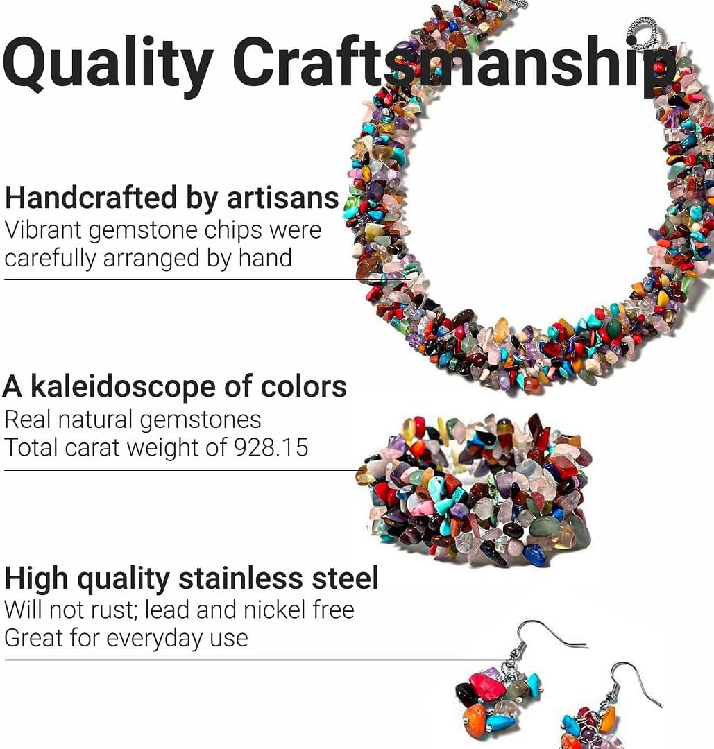 Shop LC Gemstone Chips Necklace, Bracelet & Earrings Set Jewelry for Women