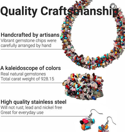 Shop LC Gemstone Chips Necklace, Bracelet & Earrings Set Jewelry for Women