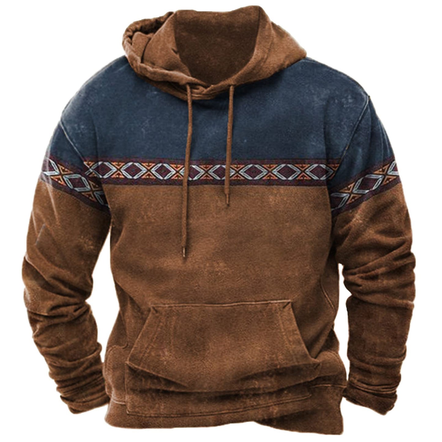 Men's Hooded Sweatshirt American Flag Print Long Sleeve Pullover Sweatshirt Vintage Tribal Aztec Graphic Hoodie Tops