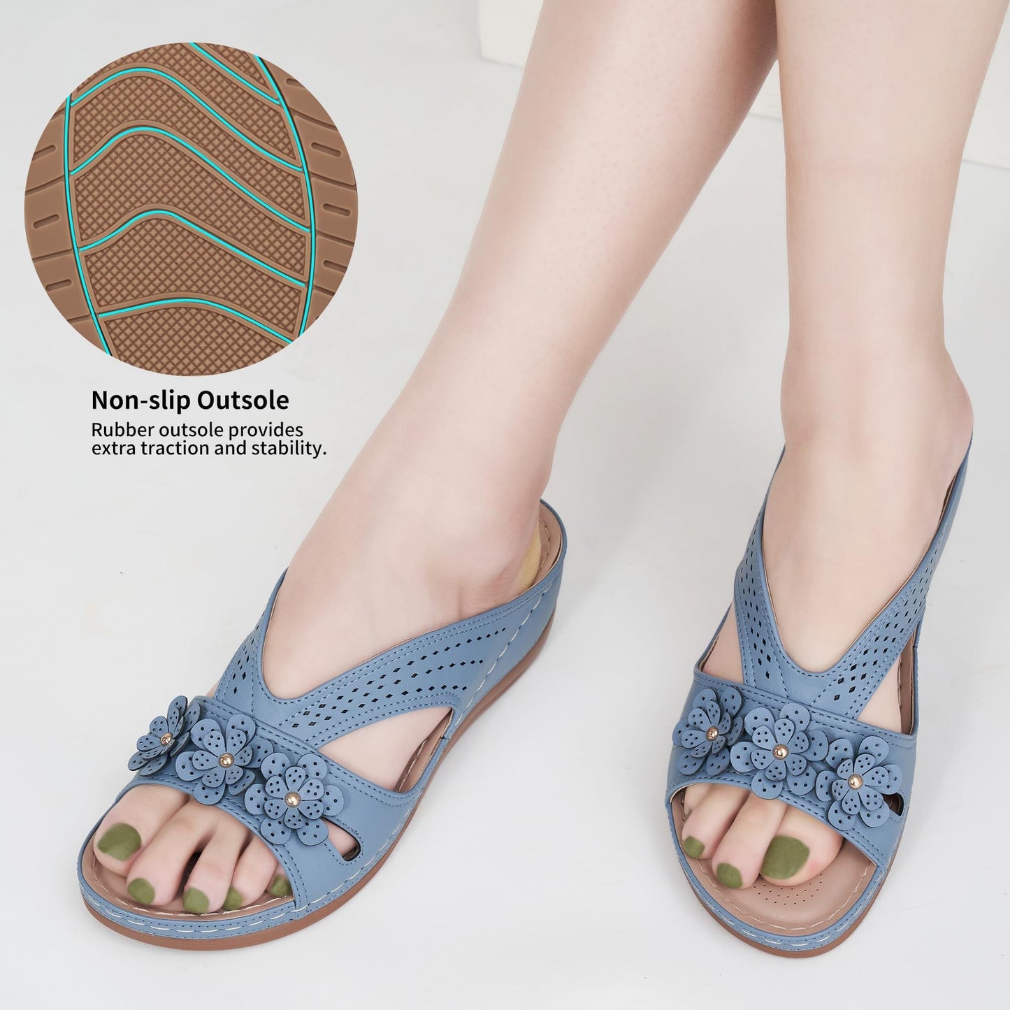 Sandals for Women Wedge Shoes: Slip On Dressy Summer Comfortable Slides Sandals 2026 Casual Memory Foam Platform Shoes