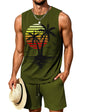 LecGee Men's 2 Piece Hawaiian Tank Tops Tropical Floral Beach Sleeveless Round neck T-shirt Casual Daily Beach Summer