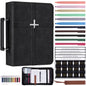 XKDOUS 20 Pcs Bible Case Set with Tabs, Pens, Study Supplies Carrier Holder Portable Men's Bible Bag Church Book Leather Cover Father Day Christian Gift for Dad, Mom, Men, Women