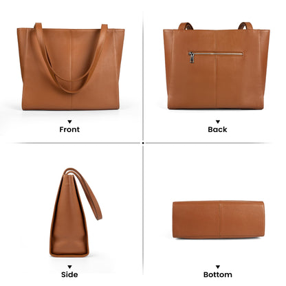 befen Genuine Leather Tote Bag for Women Work, Women's Leather Shoulder Bags Purses Satchel Handbags with Laptop Compartment