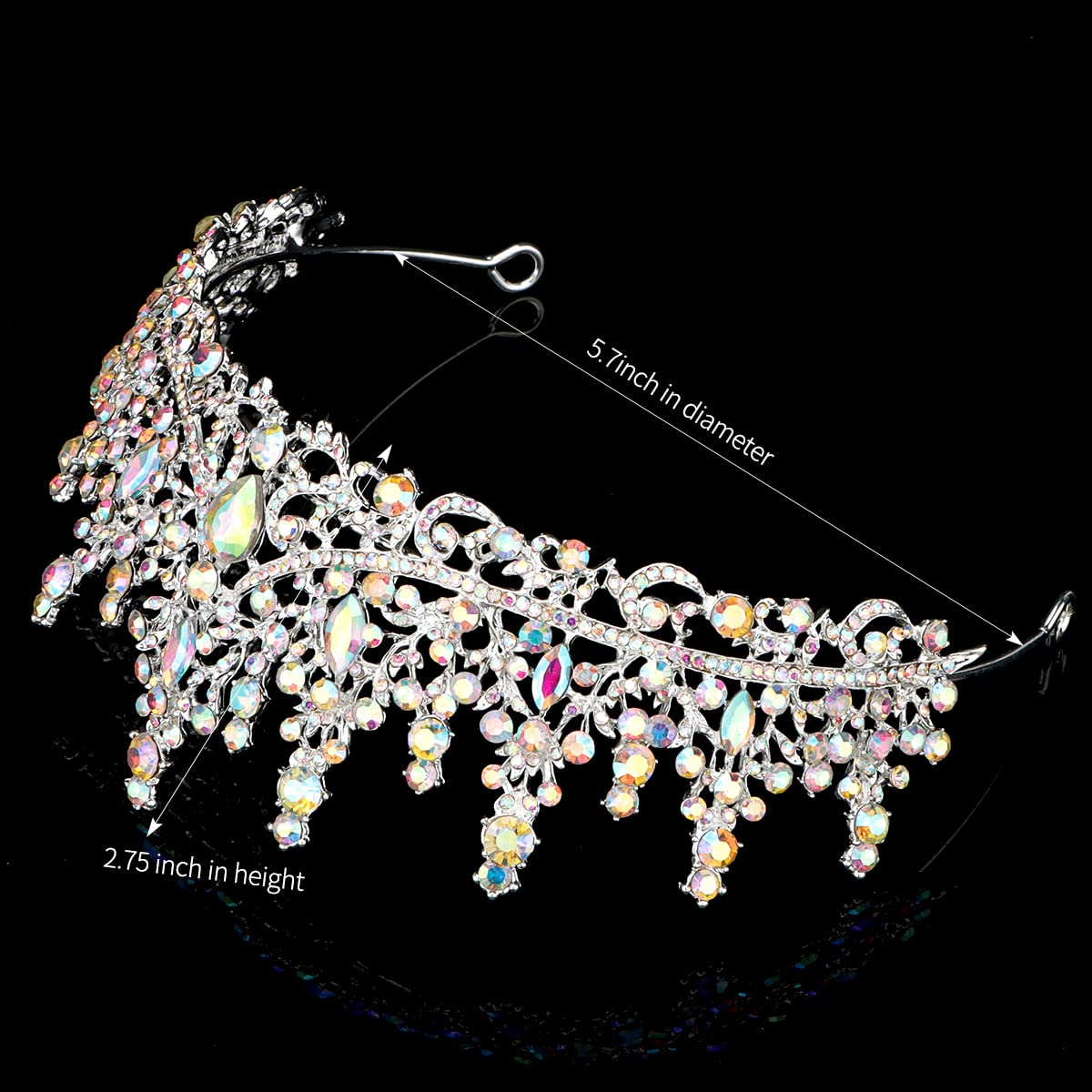 TOBATOBA Silver Wedding Crystal Tiaras and Crowns for Women, Bride Royal Queen Headband Princess Quinceanera Headpieces for Birthday Prom Pageant Party