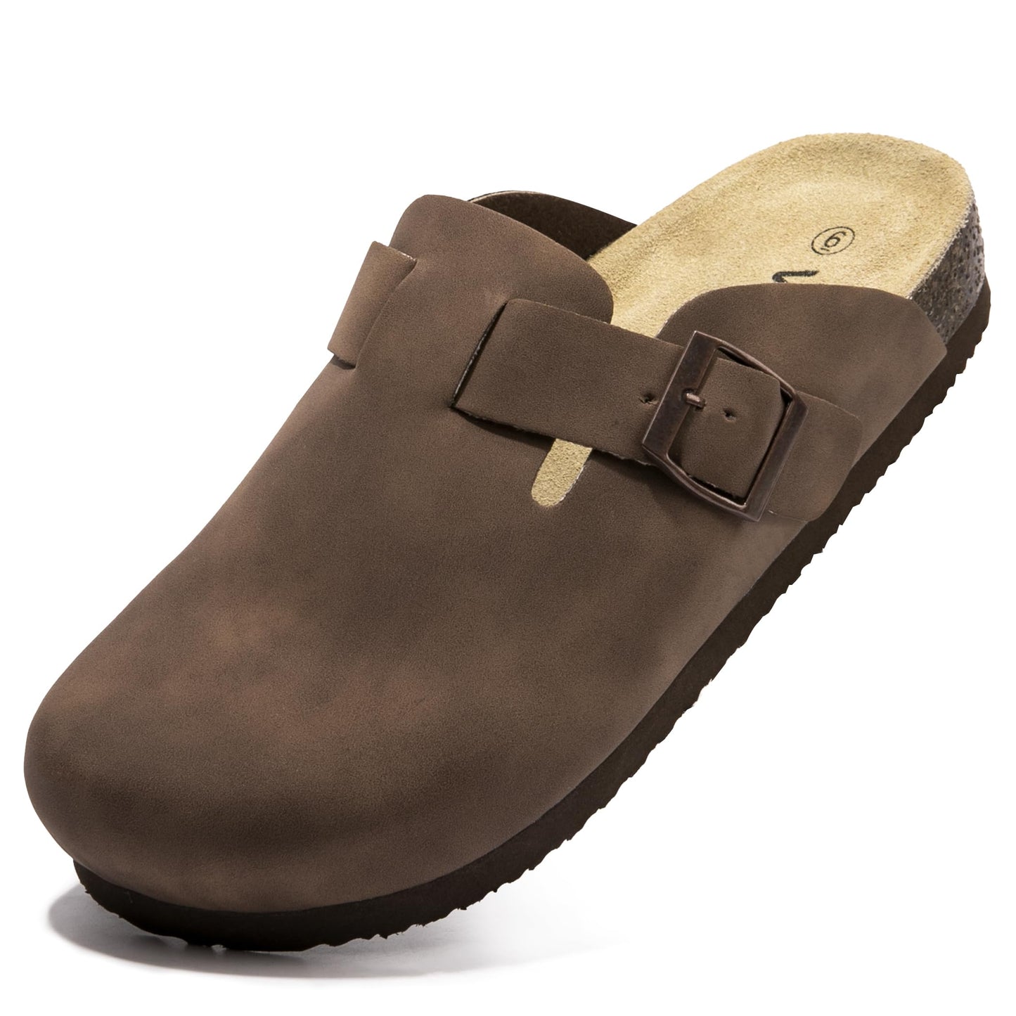Women Suede Clogs Casual Slip On Potato Mule Slippers | Soft Suede Upper, Arch-Support Cork Insole, Adjustable Buckle, Anti-Slip Sole
