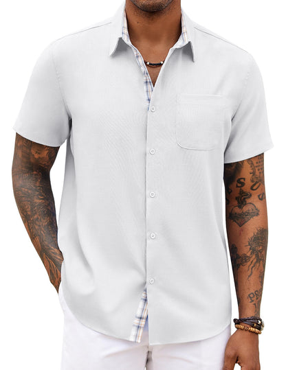 COOFANDY Men's Button Down Shirts Short Sleeve Casual Summer Beach Vacation Wedding Shirt with Pocket