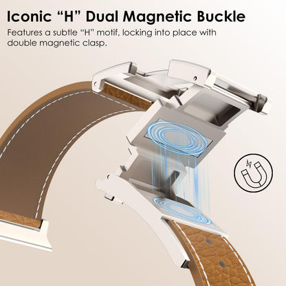 Leather Magnetic Watch Band Compatible with Apple Watch Ultra Band 49mm 46mm 45mm 44mm 42mm 41mm 40mm 38mm Replacement Strap for Women Men iWatch Ultra 3/2/1/SE3/Series 11/10/9/8/7/6/5/4/3/2/1