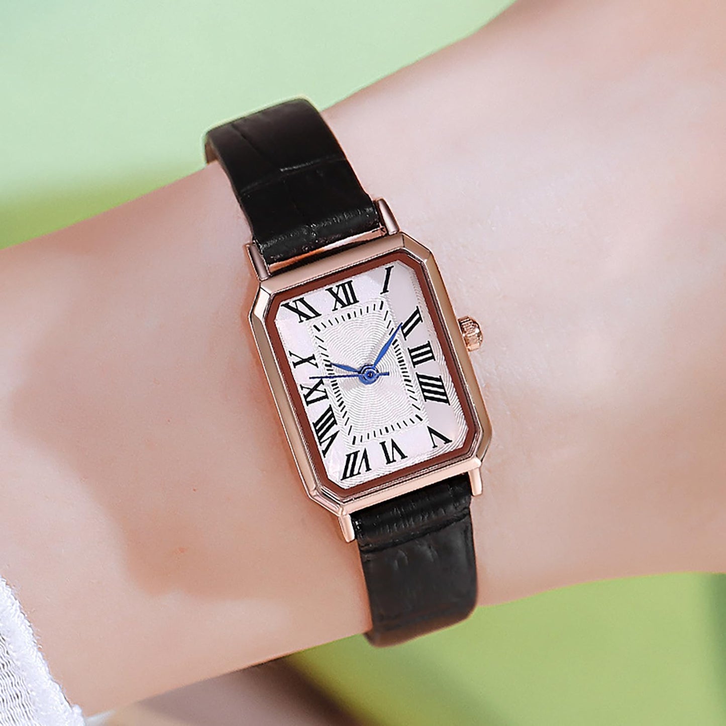 BESTKANG Leather Strap Watches for Women Elegant Dainty Ladies Watch Vintage Rectangle Women Quartz Wrist Watch