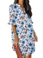 QACOHU Womens Summer Casual V Neck Shift Mini Dress | Flowy Swing Basic Loose Dresses, Ruffle Short Sleeve, Straight, Floral Boho Style, Wedding Guest Beach Vacation Outfits