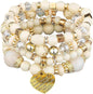 Women Beaded Bracelet Set | Colorful Boho Stackable Trendy Design with Crystal Accents Multilayer Bangle Bracelet | Fashion Stretch Braclets Jewelry for Women