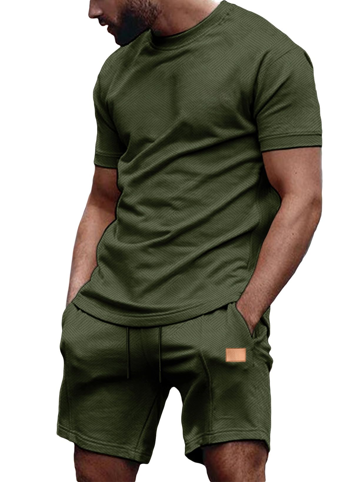 JMIERR Men's 2 Piece Outfit Anti-wrinkle T Shirts and Shorts Summer Beach Vacation Lounge Workout Pajamas Short Sleeve Sets