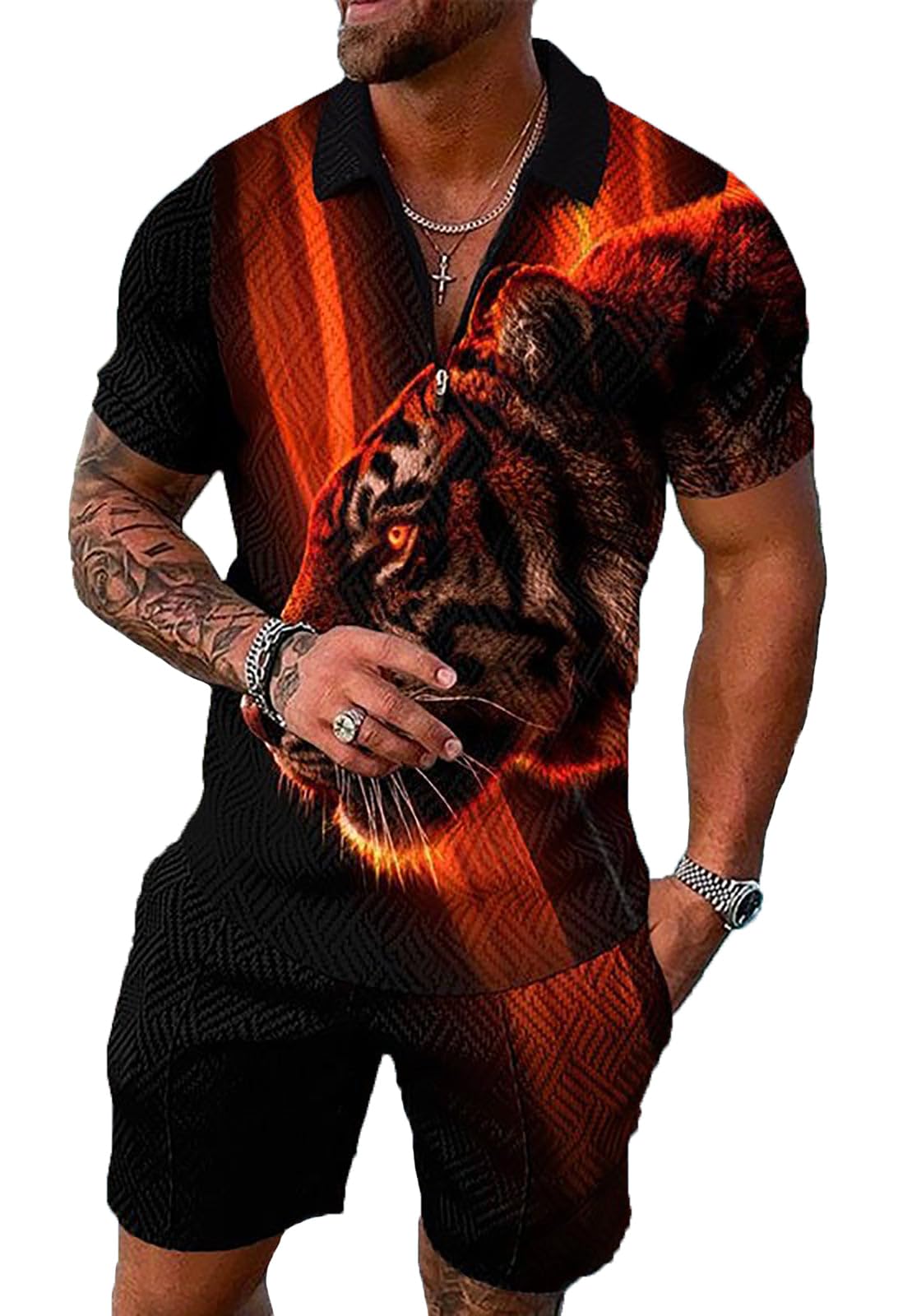 Mens Short Sets 2 Piece Outfits Polo Shirt Fashion Summer Tracksuits Casual Set Short Sleeve and Shorts Set for Men