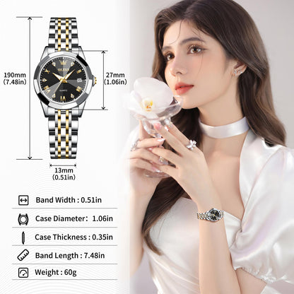 OLEVS Watches Women with Date Silver Stainless Steel Luxury Ladies Watches with Small Writs Diamond Watches for Women Waterproof Elegant Dress Quartz Analog Women's Wrist Watches Reloj de Mujer