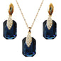 Navachi 18k Gold Plated Crystal Multicolor Square Shape Zircon Dangle Earrings And Neckalce Pendant Az4020-1 Jewelry set