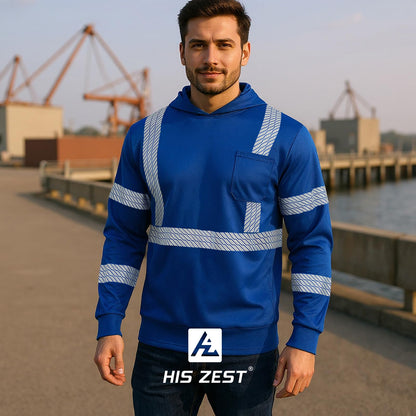 High Visibility Hoodies for Men,Safety Reflective Long Sleeve ANSI Class 3 Hi Vis Construction Work Shirts with Hood