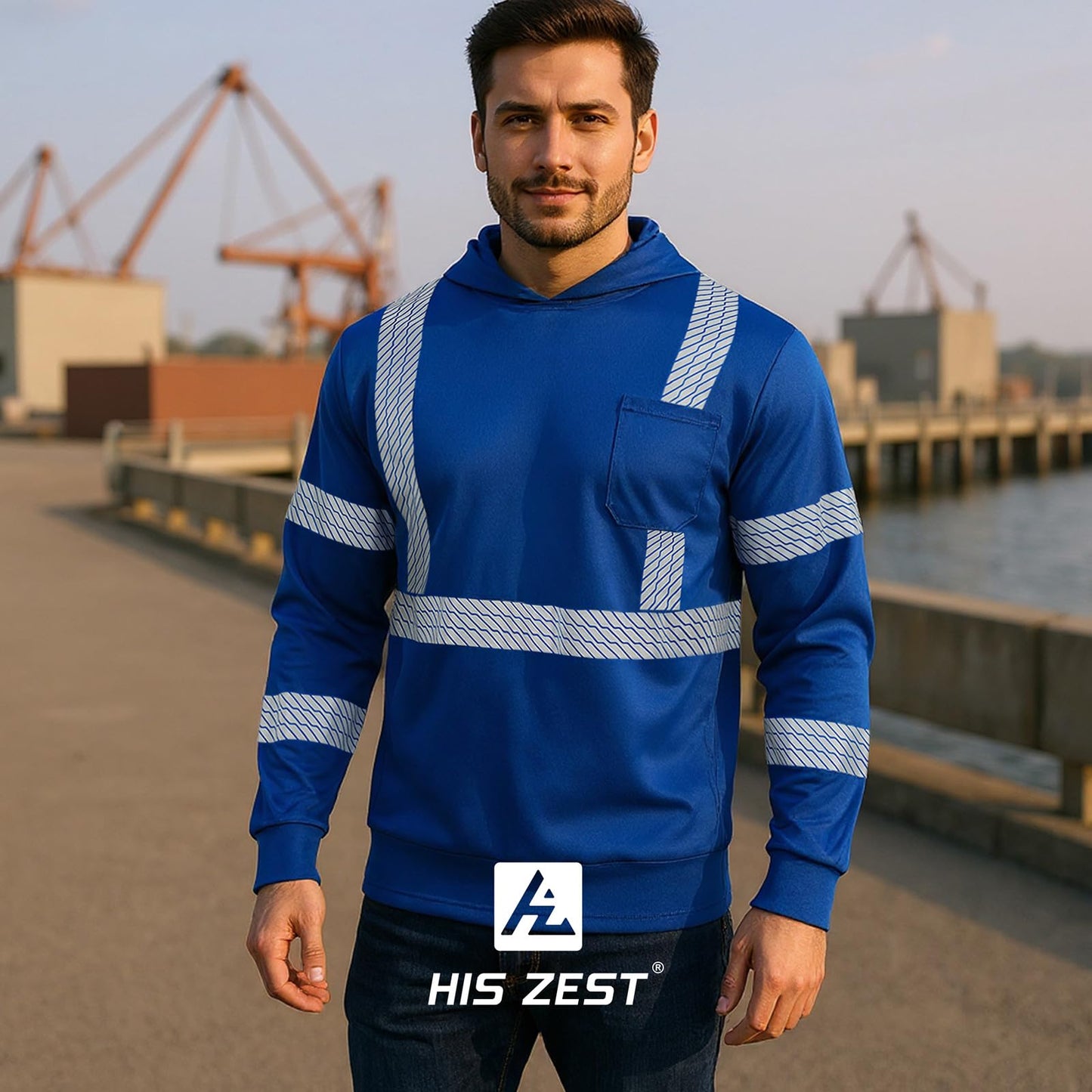 High Visibility Hoodies for Men,Safety Reflective Long Sleeve ANSI Class 3 Hi Vis Construction Work Shirts with Hood