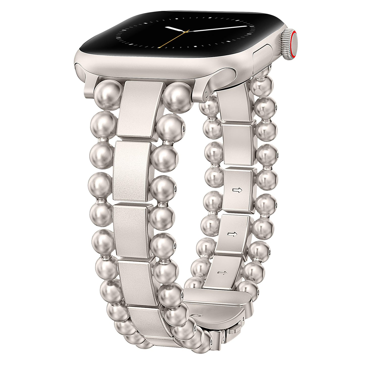TOYOUTHS Beaded Bracelet Compatible with Apple Watch Bands 38/40/41/42/44/45/46/49mm Women, Dressy Fancy Stainless Steel Metal Elegant Jewelry Strap for iWatch Series 11 10 9 8 7 6 5 4 Ultra/SE 3 2 1
