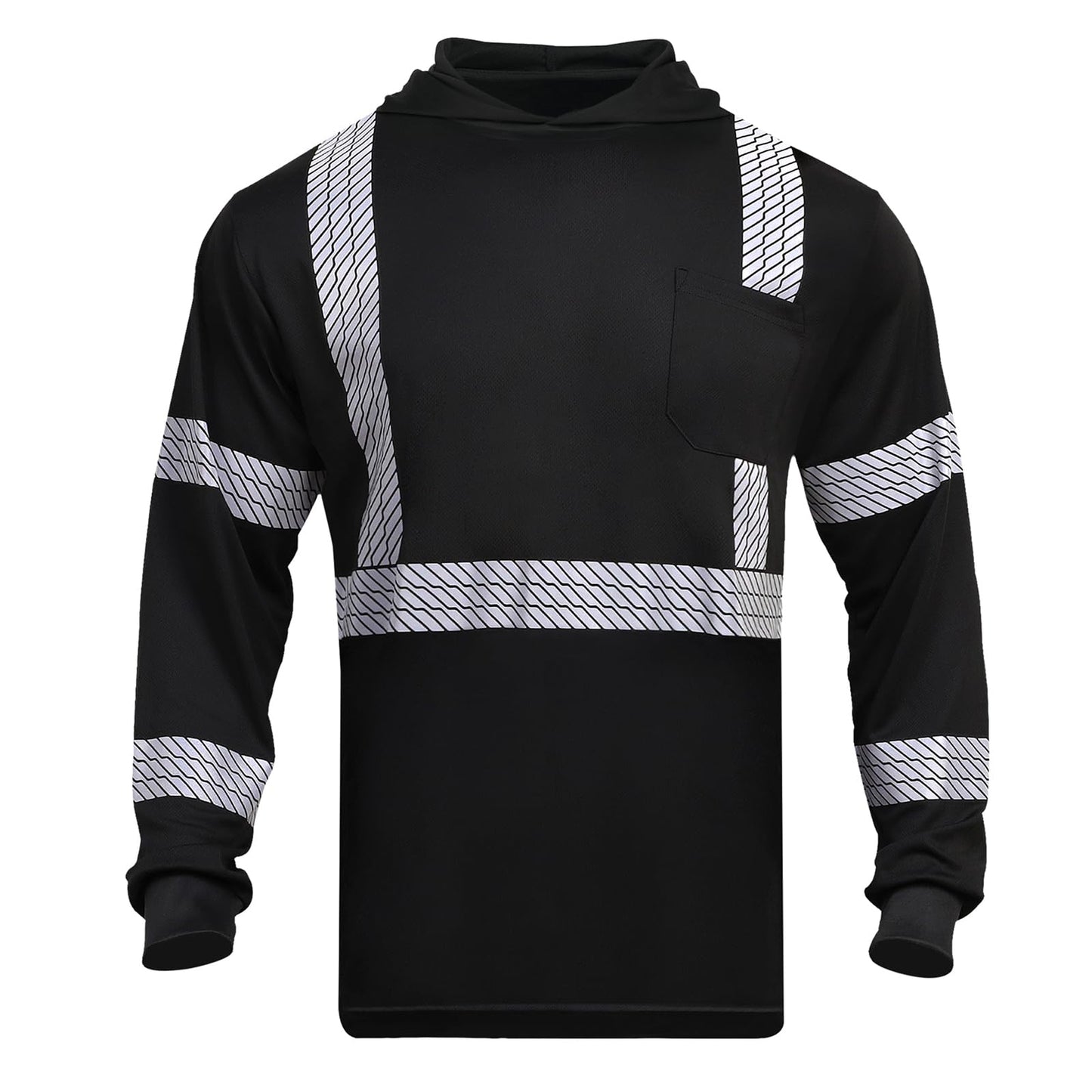 High Visibility Hoodies for Men,Safety Reflective Long Sleeve ANSI Class 3 Hi Vis Construction Work Shirts with Hood