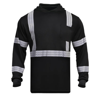 High Visibility Hoodies for Men,Safety Reflective Long Sleeve ANSI Class 3 Hi Vis Construction Work Shirts with Hood