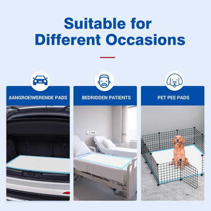 MILDPLUS Disposable Bed Pads 40"X40" 50pcs Extra Large Pee Pads for Incontinence 140 Gram Heavy Duty Super Absorbent Underpads Waterproof Chucks Pads for Adults, Elderly or Pets [100x100CM]