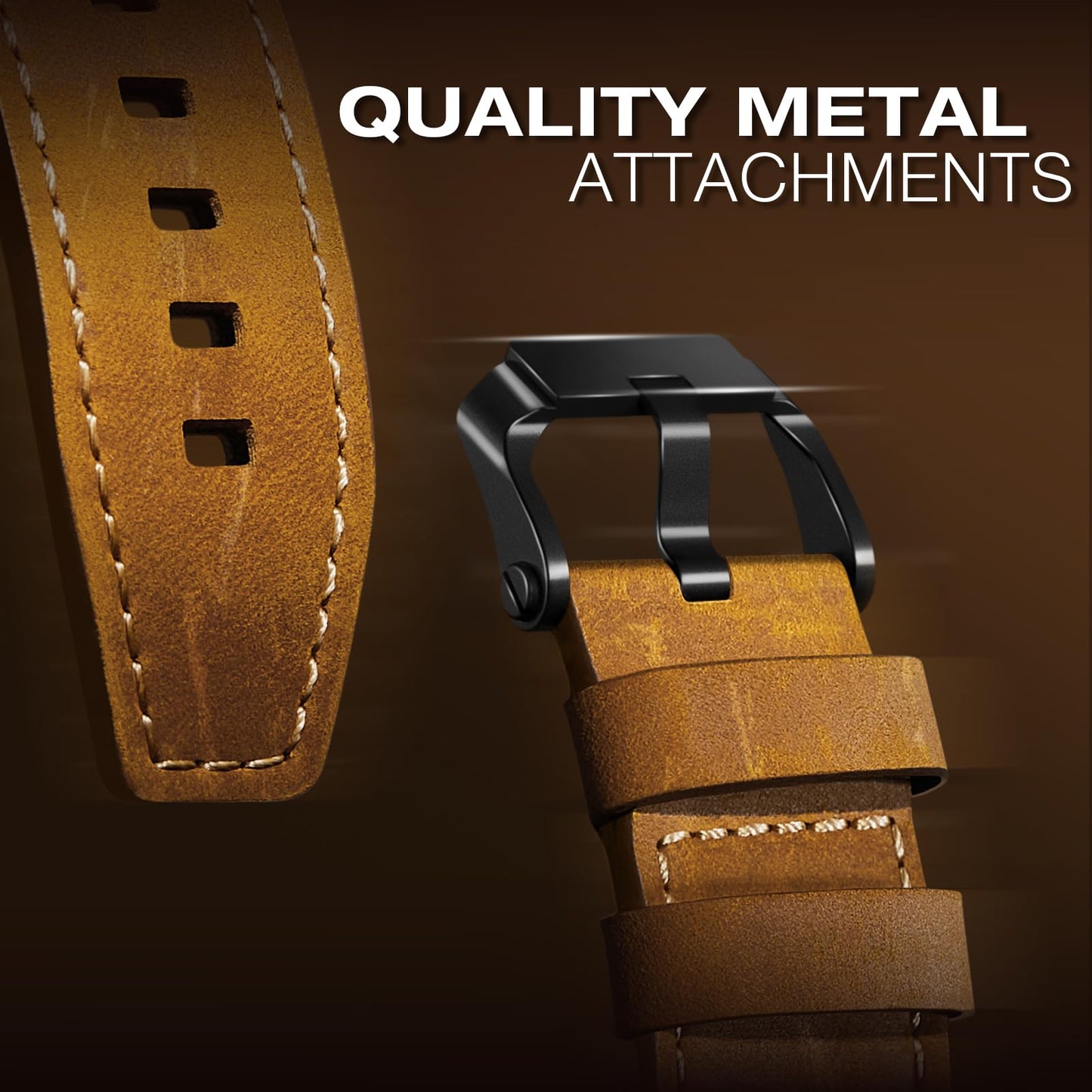 Leather bands Compatible With Apple Watch Ultra Band 49mm 46mm 45mm 44mm 42mm, Superior Genuine Leather Rugged Metal Connector Durable Strap for Men iWatch Ultra3 2 1,Series 11 10 9 8 7 6 5 4 3 SE3 SE
