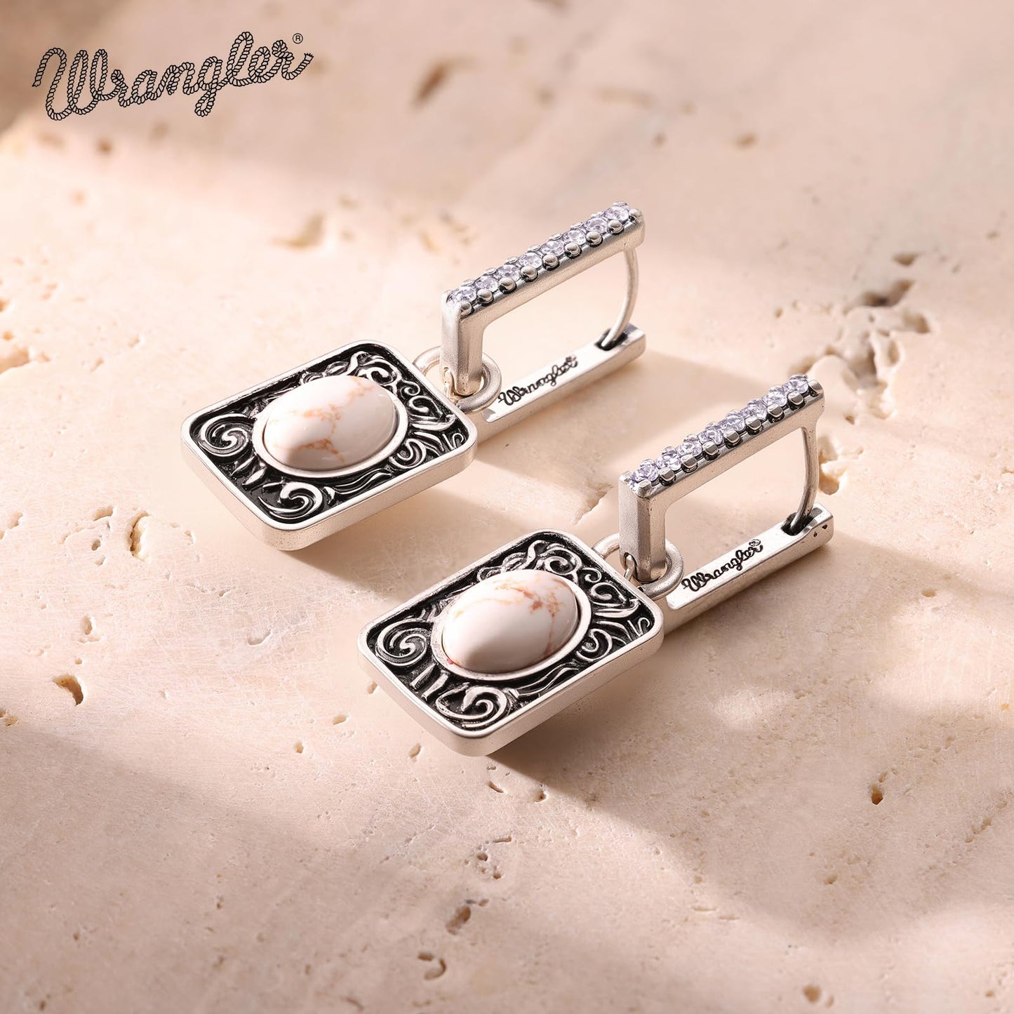 Wrangler Couture Turquoise Jewelry for Women, Square Turquoise Earrings | 14K Gold & Silver Plating, Western Jewelry, Western Country Earrings with Gift Box
