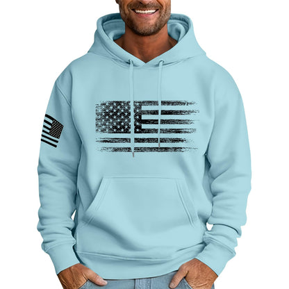 Ymosrh Mens Patriotic Hoodies USA Flag Print Hooded Sweatshirt Pullover Casual Fashion Hoodie, M-6XL