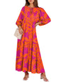 ANRABESS Womens Boho Floral 3/4 Puff Sleeve Maxi Dress | Tiered Flowy Loose Fit, Comfy Soft Rayon Fabric, Wedding Guest Church Beach, Modest Elegant, Spring Summer Fall Outfits