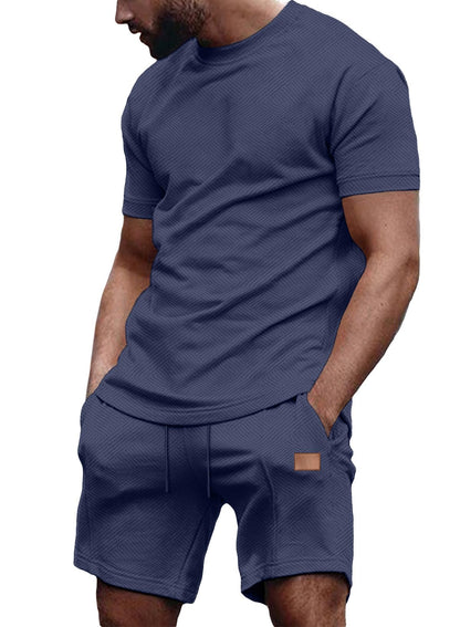 JMIERR Men's 2 Piece Outfit Anti-wrinkle T Shirts and Shorts Summer Beach Vacation Lounge Workout Pajamas Short Sleeve Sets