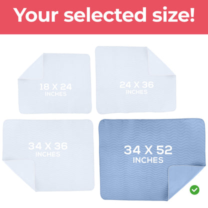 Utopia Bedding Washable Underpads 34" x 36" (Pack of 4), Waterproof Reusable Heavy Absorbency Incontinence Bed Pads for Adults, Kids, Elderly and Pets, Bedwetting Pads for Sofa and Couch (Blue)
