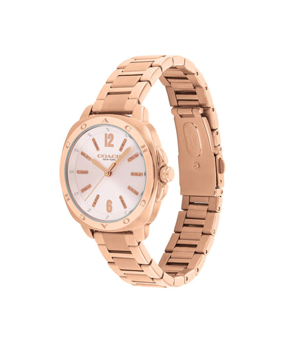 Coach Kitt Women's 3H Quartz Watch – 34 mm Stainless Steel Case – Link Bracelet – Stylish Fashion Accessory, Gift for Her