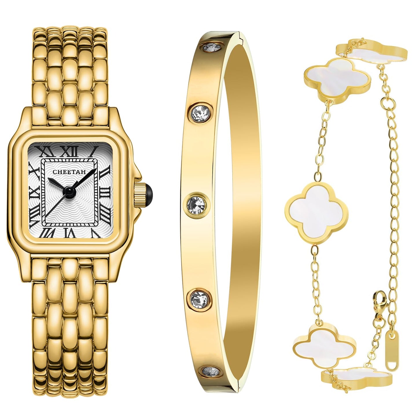 CHEETAH Women’s Gold Bangle Watch and Bracelet Set
