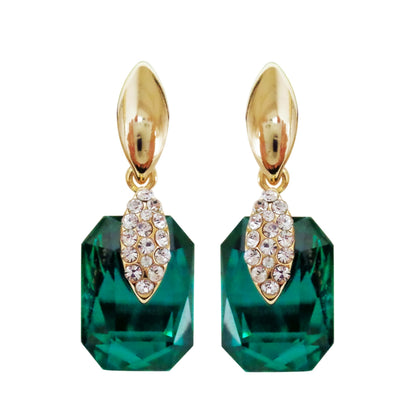 Navachi 18k Gold Plated Crystal Multicolor Square Shape Zircon Dangle Earrings And Neckalce Pendant Az4020-1 Jewelry set