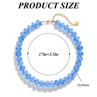 Chunky Beaded Choker Necklace for Women Summer Beach Acrylic Beads Necklaces Trendy Boho Statement Colorful Necklace Jewelry Accessories