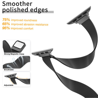 MARGE PLUS Slim Milanese Loop Compatible with Apple Watch Band for women 41mm 40mm 38mm 42mm 46mm 45mm 44mm, Stainless Steel Magnetic Mesh Strap work on iWatch Series 11 10 9 8 7 6 5 4 3 & SE 3 2 1