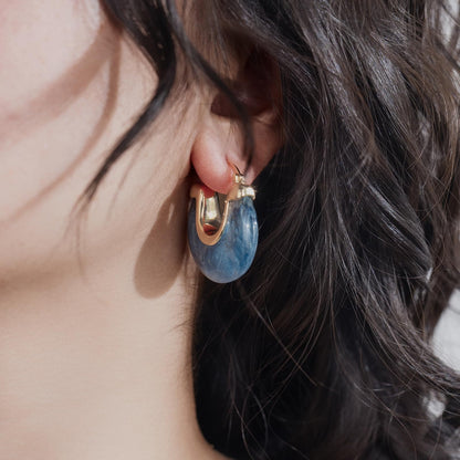 Chunky Gold Resin Hoop Earrings Leverback Statement Huggie Hoops Dangle Drop Dressy Earring Prom Festival Vacation Jewelry for Women