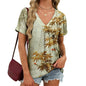 domirica Japanese Print Blouse Women V Neck Short Sleeve Lightweight Breathable Summer Casual Soft Comfy Tops 2026